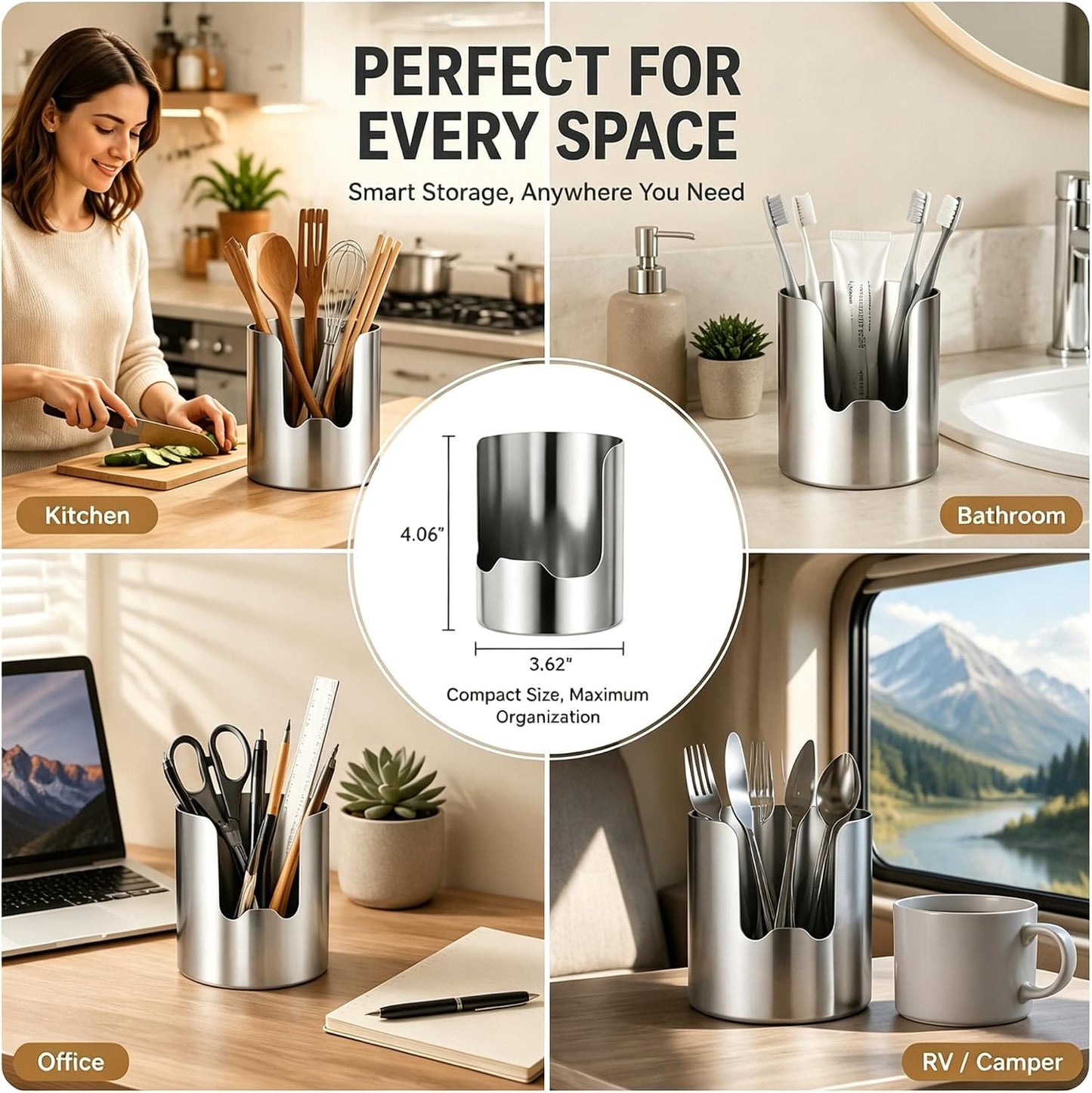 Multi-Functional Kitchen Utensil Holder,Thickened Stainless Steel Countertop Organizer
