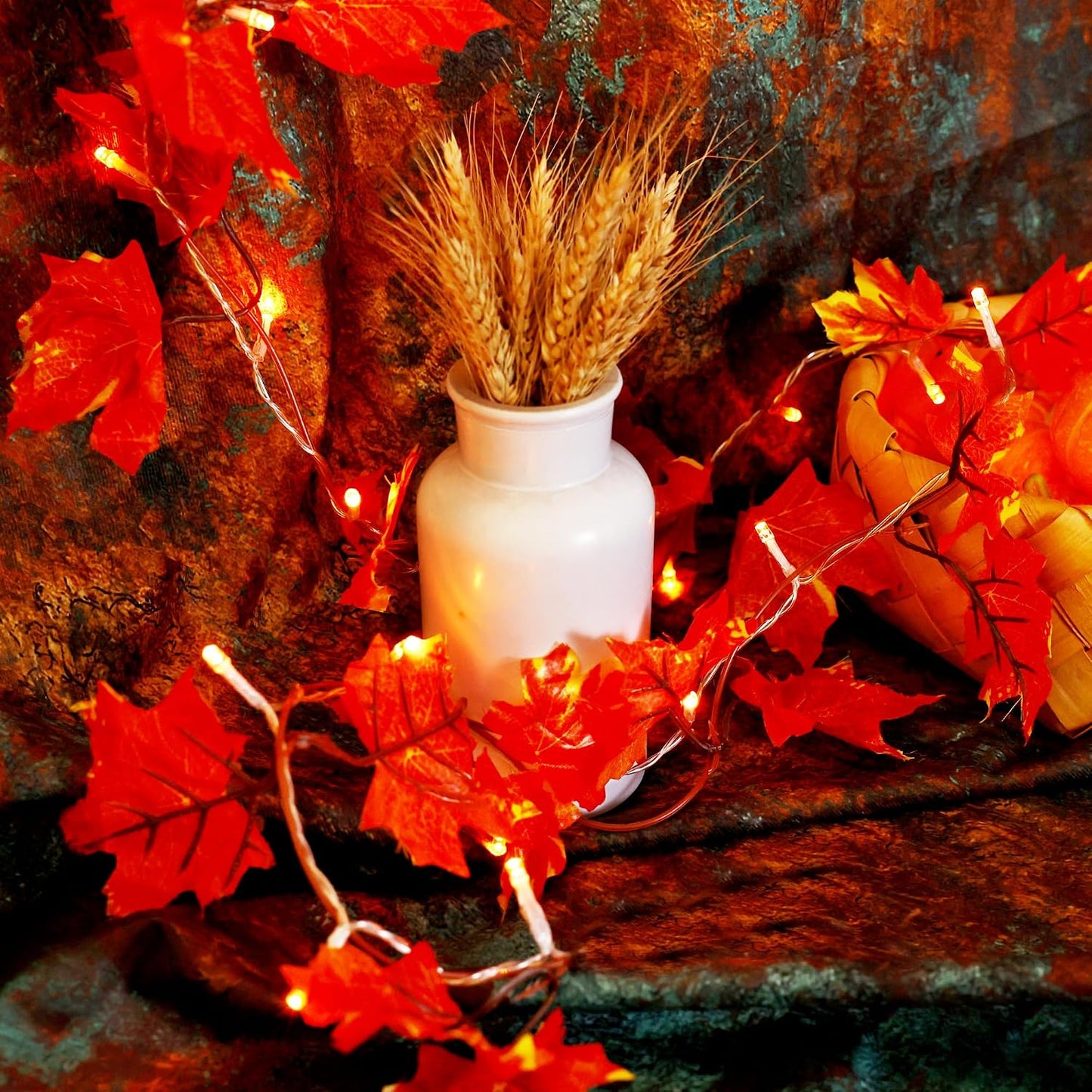 Fall Decor Enlarged Maples Leaves Lights Total 20Ft 40LED