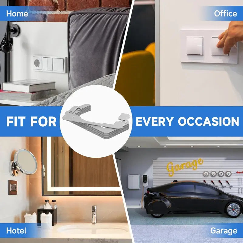 10 Pcs Wall Plate Spacer,Spacers for Electrical Outlets, Metal Flush Fit Device Leveling Plates