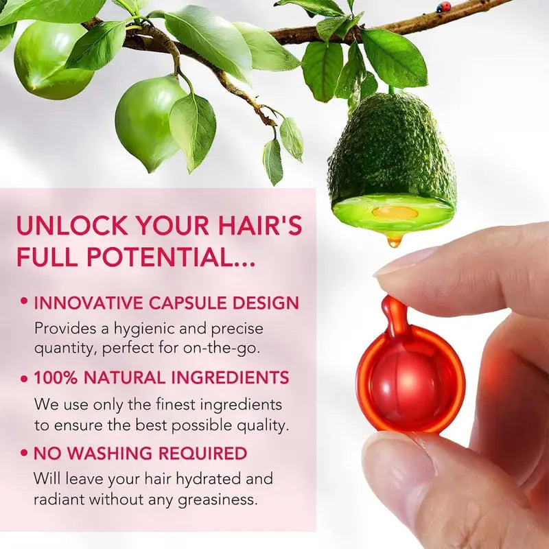 40 Capsules Hair Oil With Argan Avocado & Moroccan Oil - Hair Vitamins A C E Pro B5