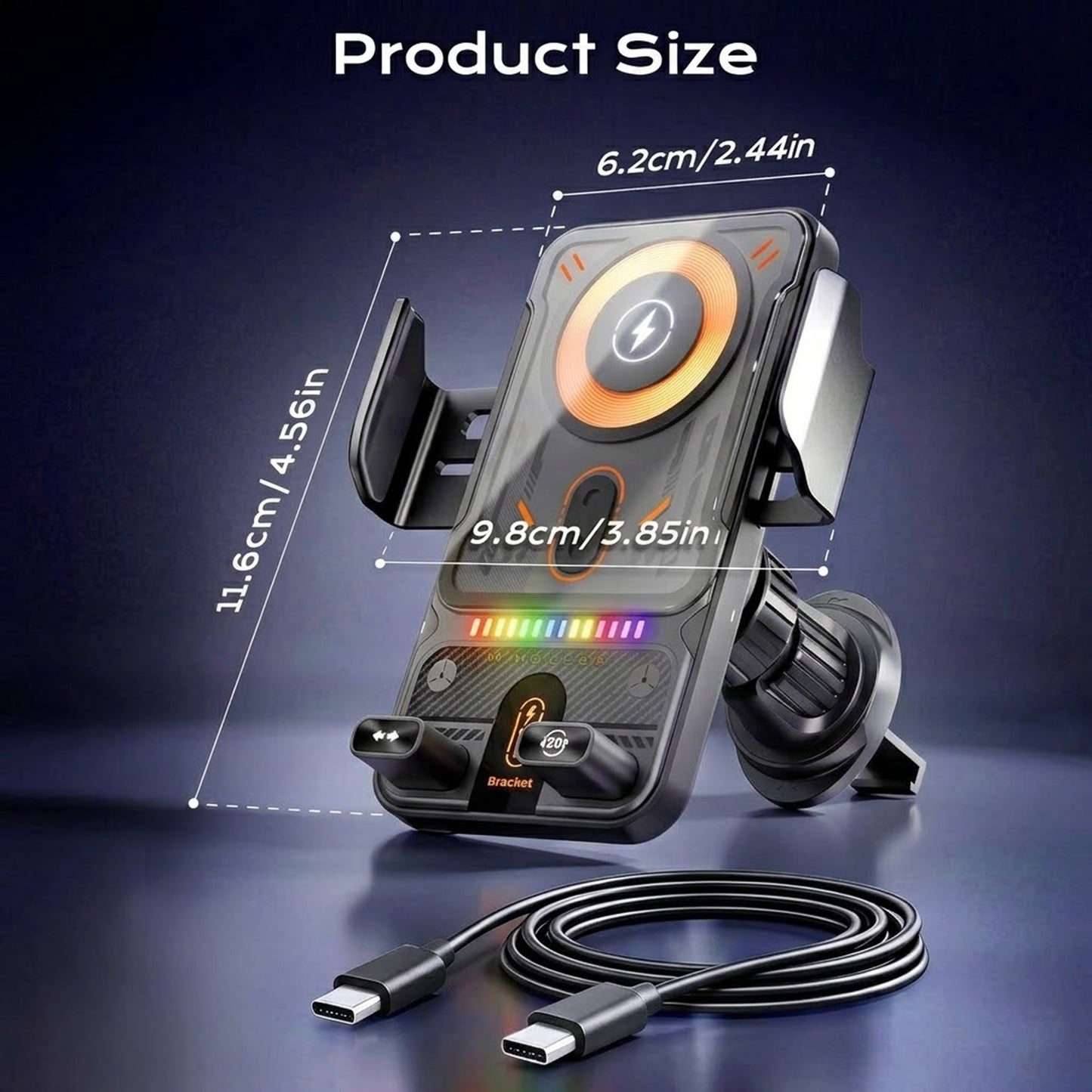 Phone Holders for Car, Cell Phone Mount 15W Wireless Car Charger with Induction Opening and Closing