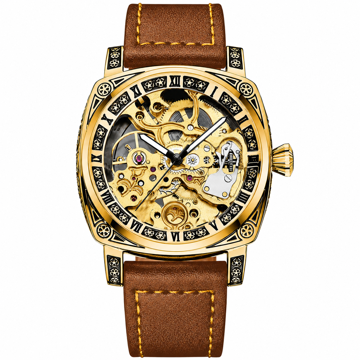 Men's Fully Automatic Mechanical Watch Hollow Wrist Watch for 50M Waterproof Sapphire Crystal