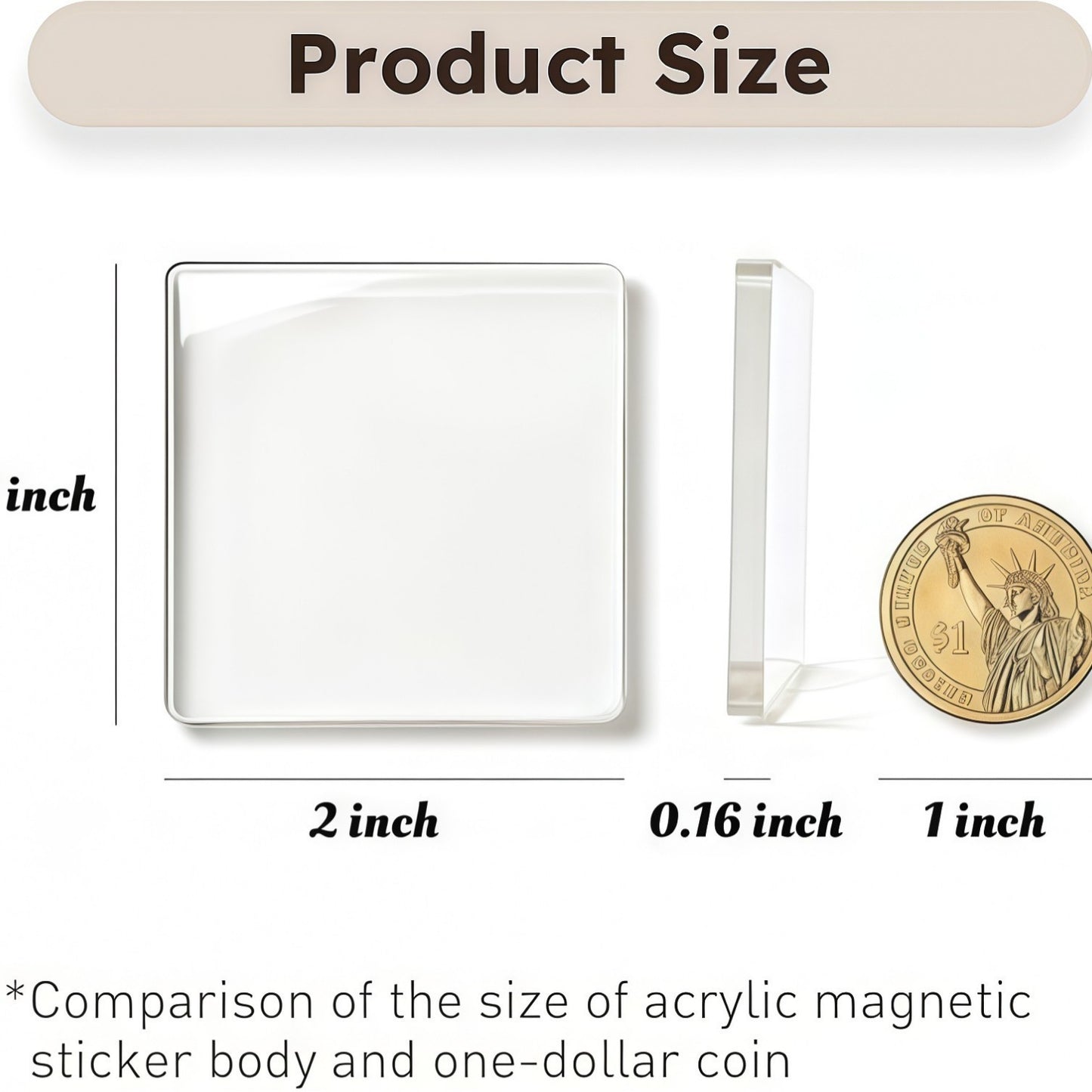 10Pack Magnetic Photo Frames 2"x2" Clear Acrylic DIY Fridge Magnets with Adhesive Backing