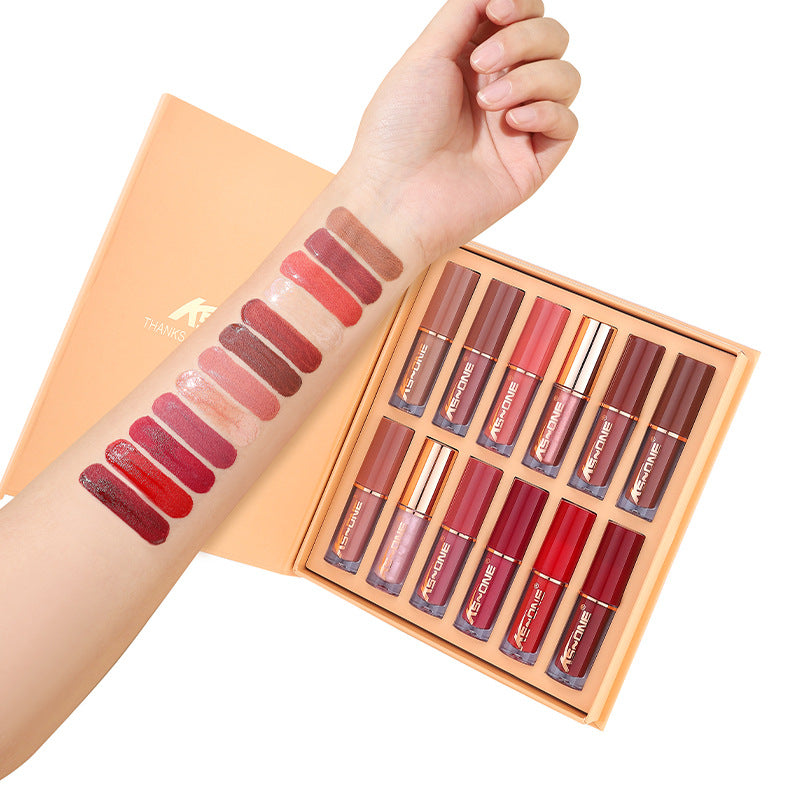 12 Colors Matte Velvet Lip Gloss Set Waterproof Long Wearing Liquid Lipstick Lip Stain Set