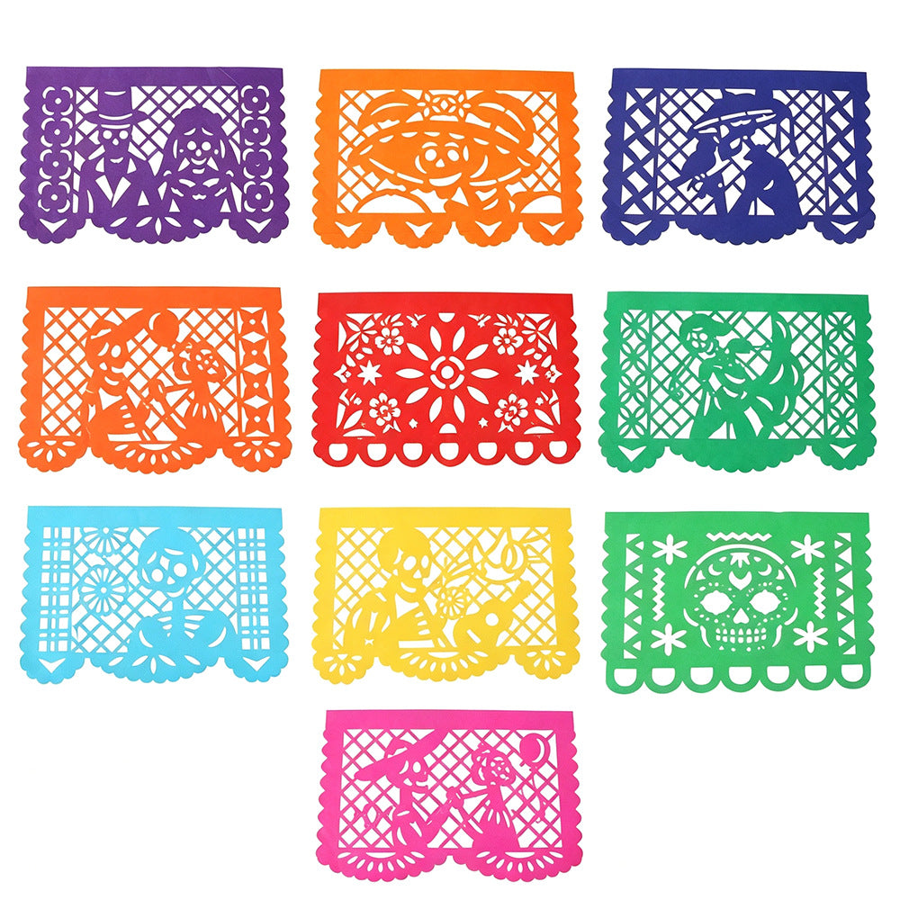 50Pcs Mexican Papel Picado Banner Dia De Los Muertos Altar Ofrenda