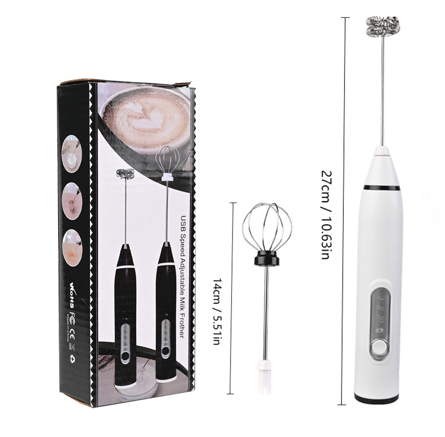 Milk Frother Handheld, Rechargeable Coffee Frother Wand with 2 Stainless Whisks 3 Speeds