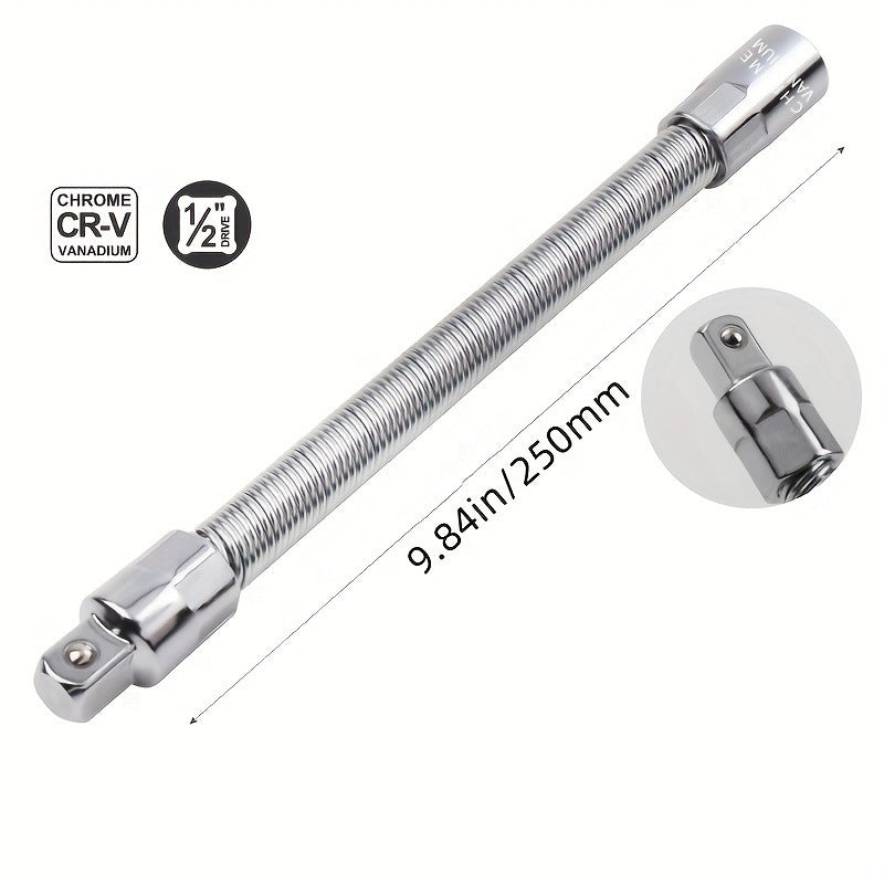 Flexible Socket Extension Bar Set, 360 Flex Rod for Impact 1/4 3/8 1/2 Inch Bendable Drive Extension Rods