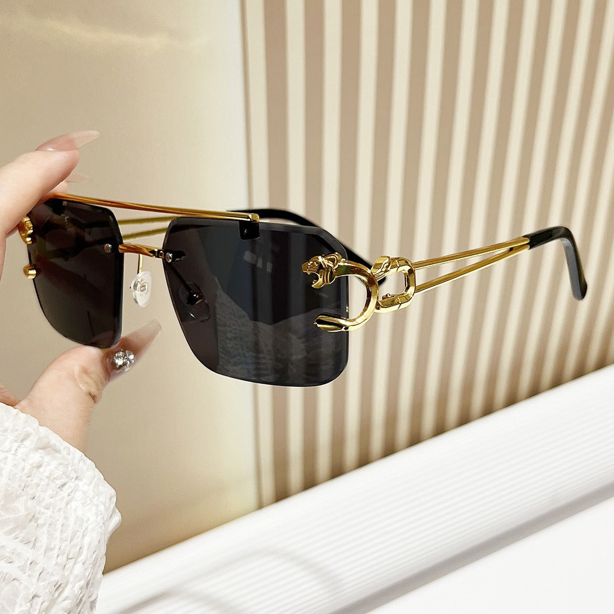 Men's 6-Pair Metal Rimless Sleek Rectangular Trendy Sunglasses