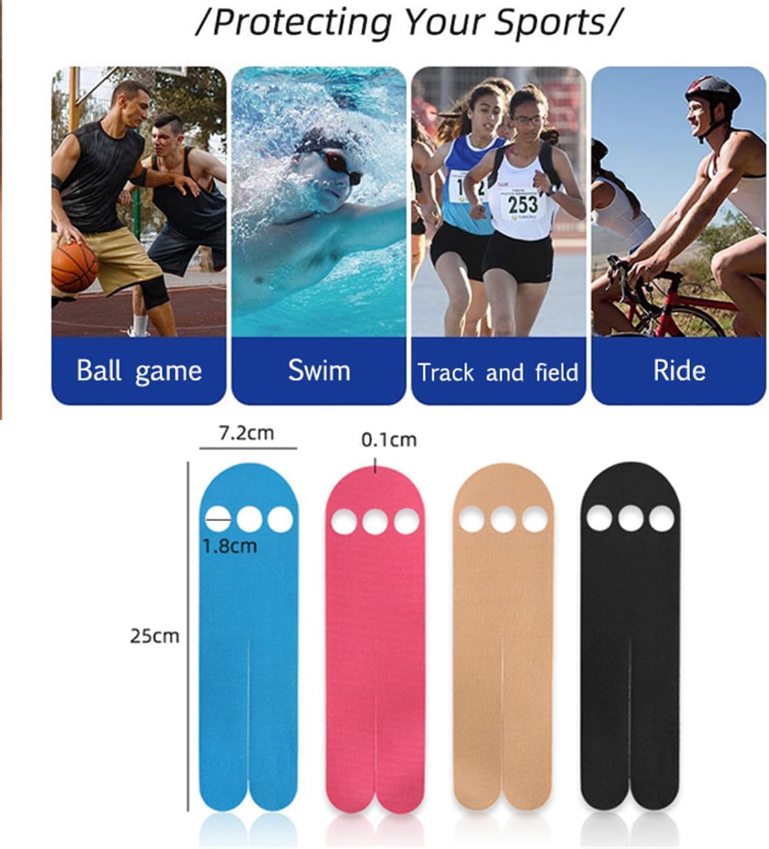 8Pcs Precut Kinesiology Tape for Wrist, Athletic Sports Tape for Wrist Support & Stability