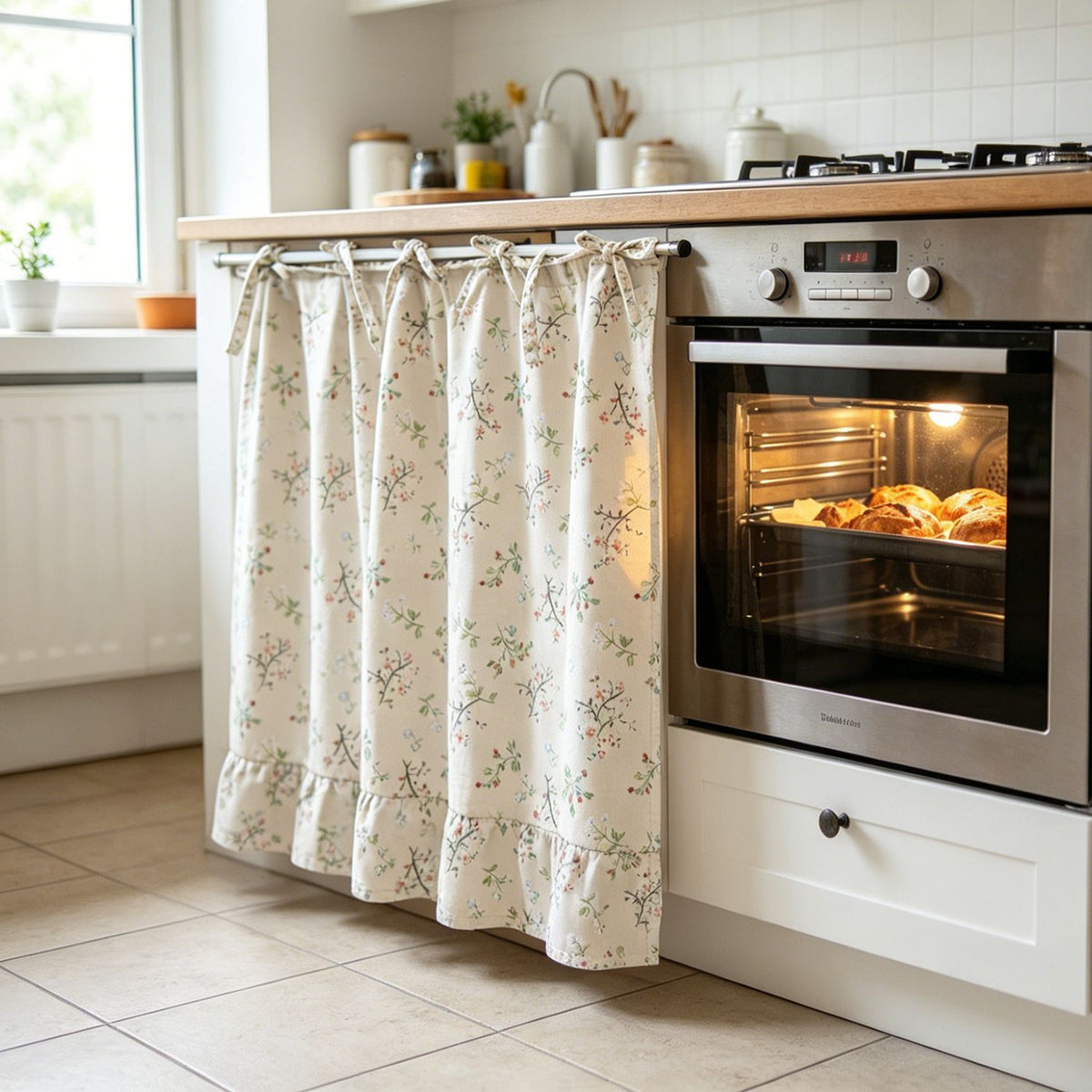 Christmas Curtains, Double-Sided Thick Fabric Gingham Plaid Stovetop Cover