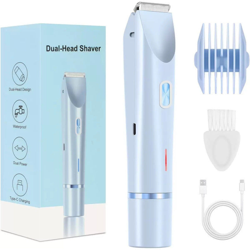 2-in-1 Bikini Trimmer & Shaver,Cordless Electric Razor for Women Wet/Dry Pubic Hair Trimmer