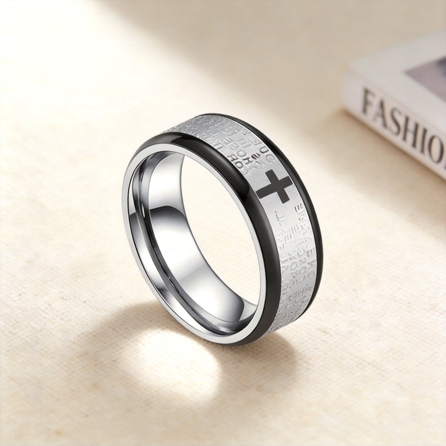 Prayer Stainless Steel Ring | 316L, Lord's Prayer Rotatable Ring