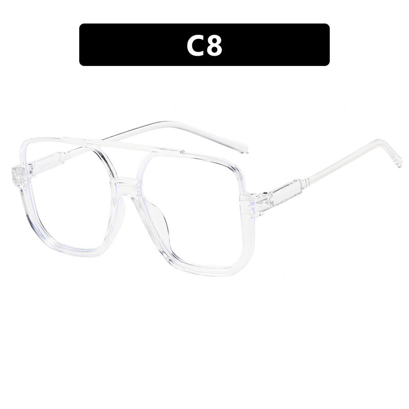 Retro Oversized Aviator Sunglasses for Women Men Square Double Bridge
