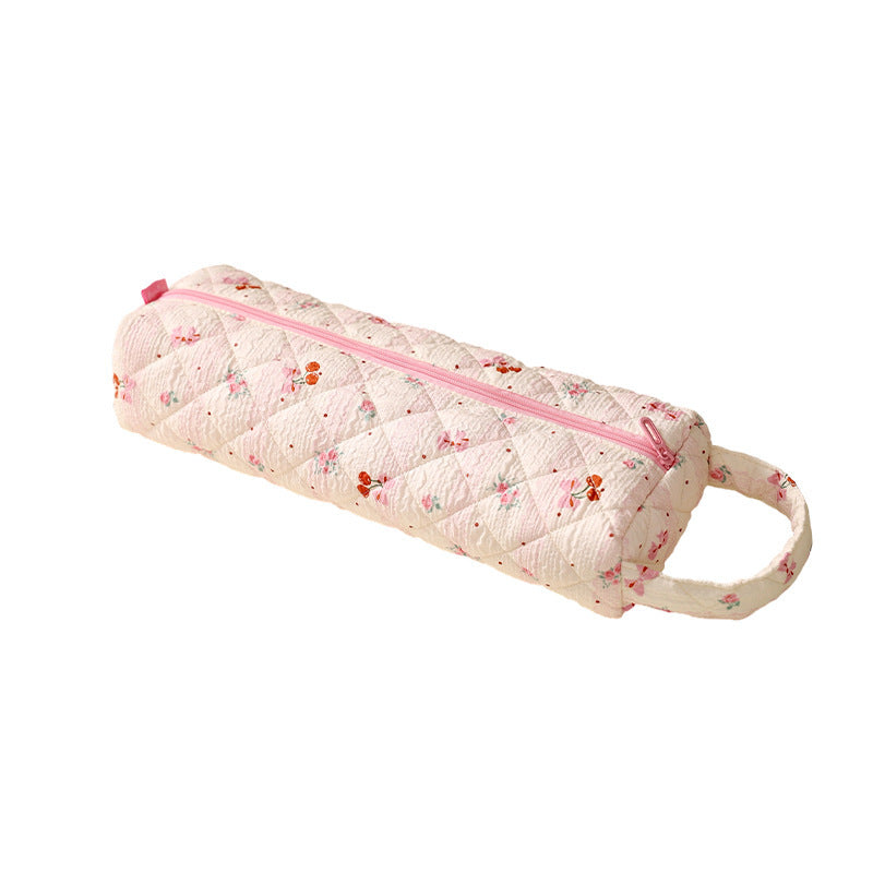 Quilted Multi‑Purpose Storage Bag, Portable Zipper Cosmetic Makeup Pouch with Handle