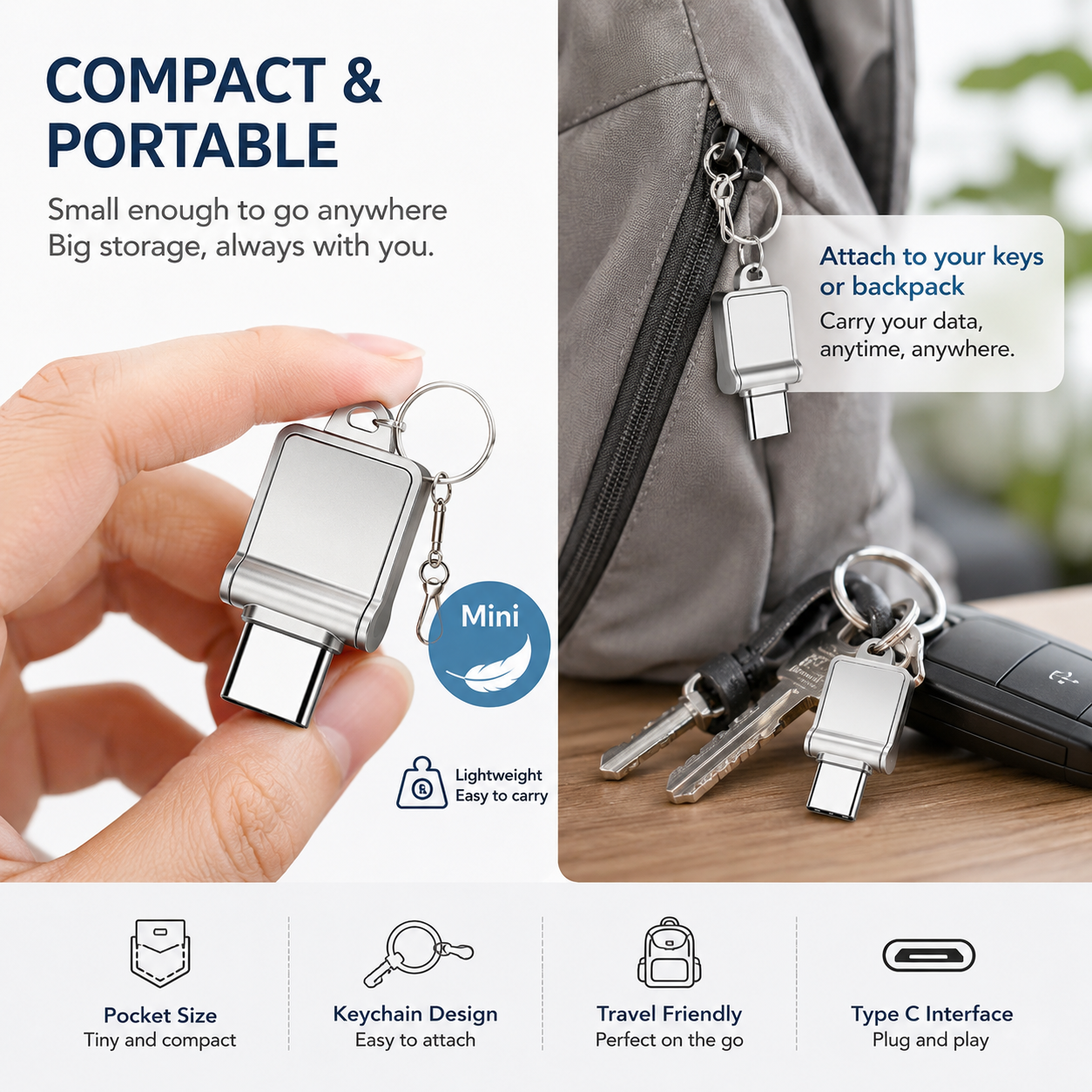 2TB Metal Flash Drives USpB 3.2 Steady Speed Pendrive Portable SSD Memoria Flash Disk Adaptier