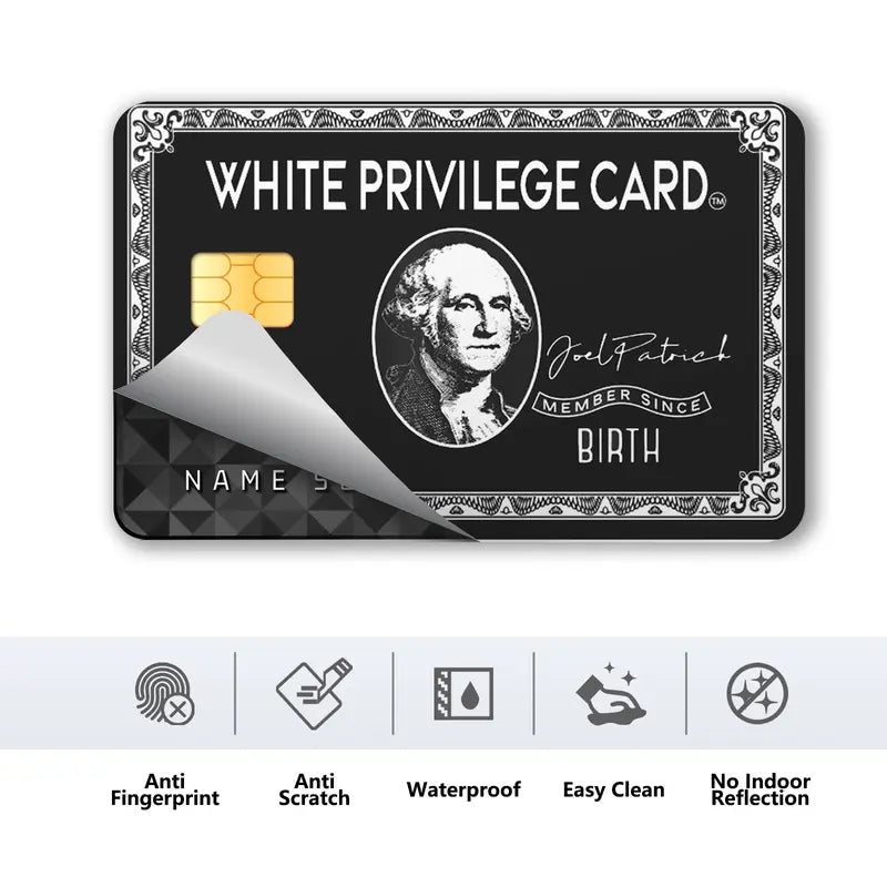 4PCS White Privilege Card Sticker Decal - Premium Vinyl Resists Wear, Peel-Off Clean