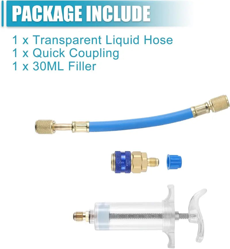 Manual AC Oil & Dye Injector Kit – 1/4" SAE Quick Coupler for Automotive & HVAC