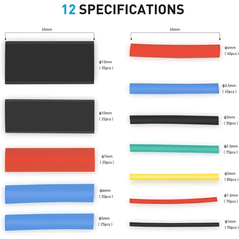 560PCS Heat Shrink Tube 2:1 Heat Shrink Tubing Kit with Storage Box