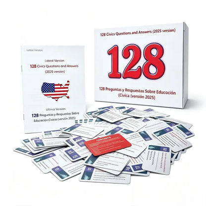 2026 Bilingual US Citizenship Study Guide Flashcards - 128 USCIS Questions & Answers