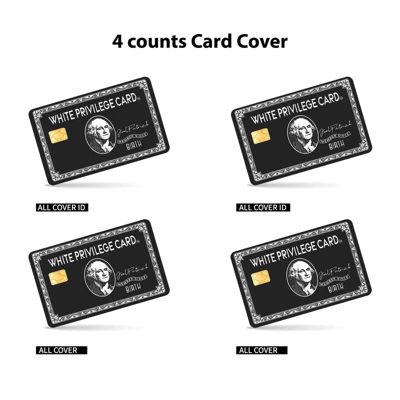 4PCS White Privilege Card Sticker Decal - Premium Vinyl Resists Wear, Peel-Off Clean