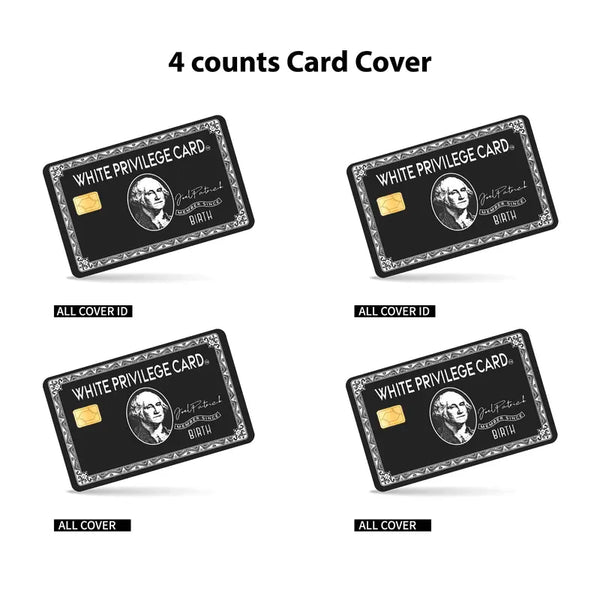 4PCS White Privilege Card Sticker Decal - Premium Vinyl Resists Wear, Peel-Off Clean