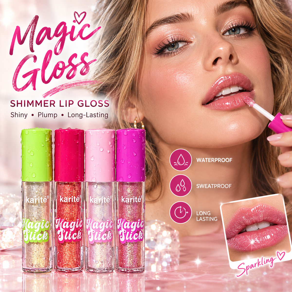 4-Piece Volumizing & High-Shine Lip Glaze Set — Moisturizing & Glossy Lip Oil