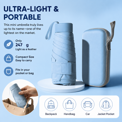 6 Fold Umbrella for Sun And Rain Protection, Lightweight Design, Compact & Portable