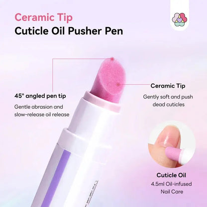 2PCS 3-in-1 Nail Care Pen, Cuticle Oil Cuticle Pusher Nail Oil Pen