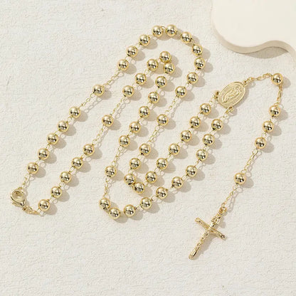 Virgin Mary Cross Clavicle Chain Rosary Necklace Long Necklace