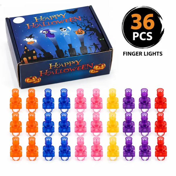 36Pcs Halloween LED Projection Finger Lights,Multi-Color Light Up Finger Projectors