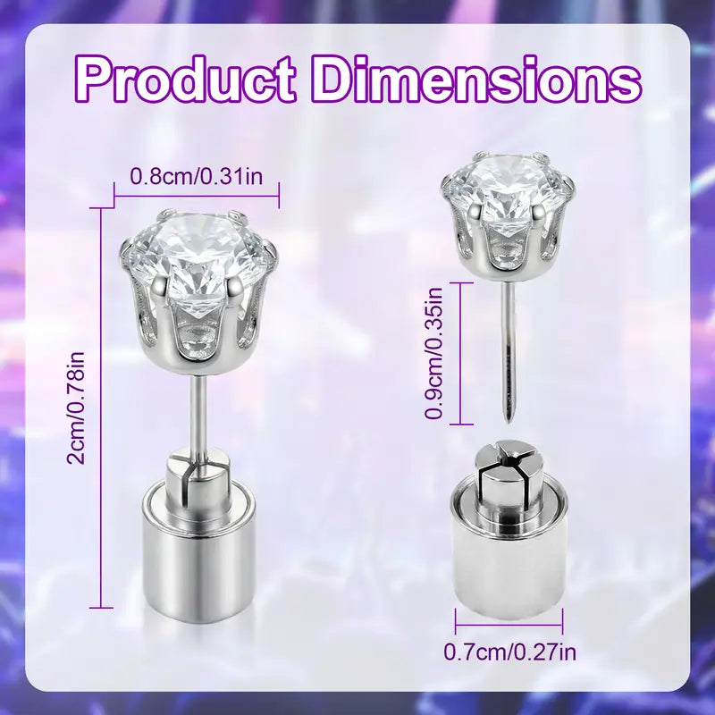 LED Earrings, Light Up Stud Earrings, Glowing Diamond Crown Pendant Earring