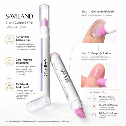 2PCS 3-in-1 Nail Care Pen, Cuticle Oil Cuticle Pusher Nail Oil Pen