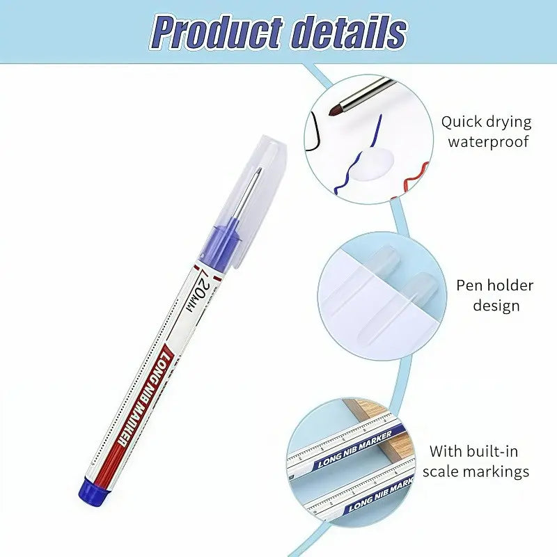 5Color Long Handled Markers with 1.5mm Long Nibs for Deep Hole Marking