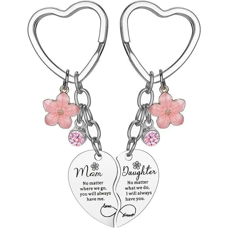 Mother Daughter Heart Matching Keyring Keychain Set Gifts