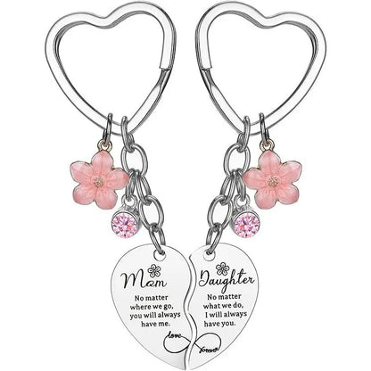 Mother Daughter Heart Matching Keyring Keychain Set Gifts