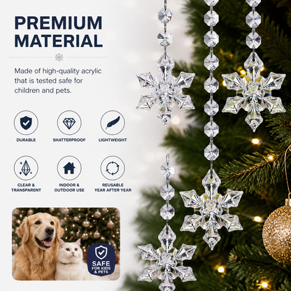 30Pcs Snowflake Crystal Christmas Ornaments for Tree Decorations, Hanging Clear Acrylic Snowflake Ornaments