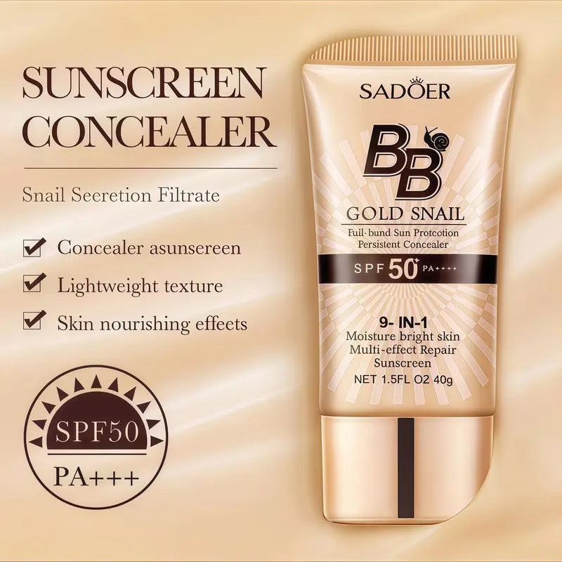 Snail Mucin BB Cream - High-Coverage Oil-Control Matte Moisturizer, Waterproof, SPF-Infused