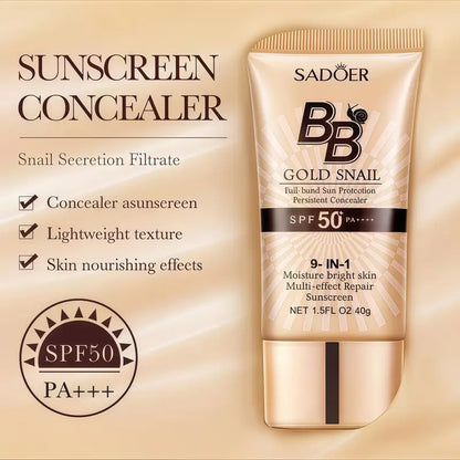 Snail Mucin BB Cream - High-Coverage Oil-Control Matte Moisturizer, Waterproof, SPF-Infused