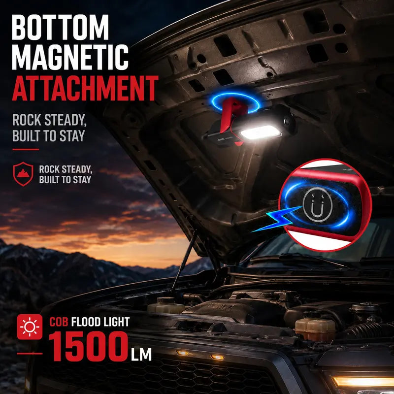 Rechargeable Work Light, 1500LM COB LED Magnetic Mechanic Light