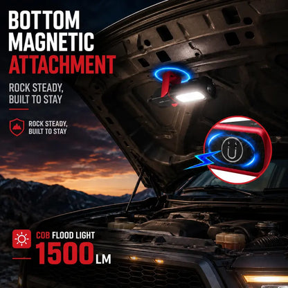 Rechargeable Work Light, 1500LM COB LED Magnetic Mechanic Light