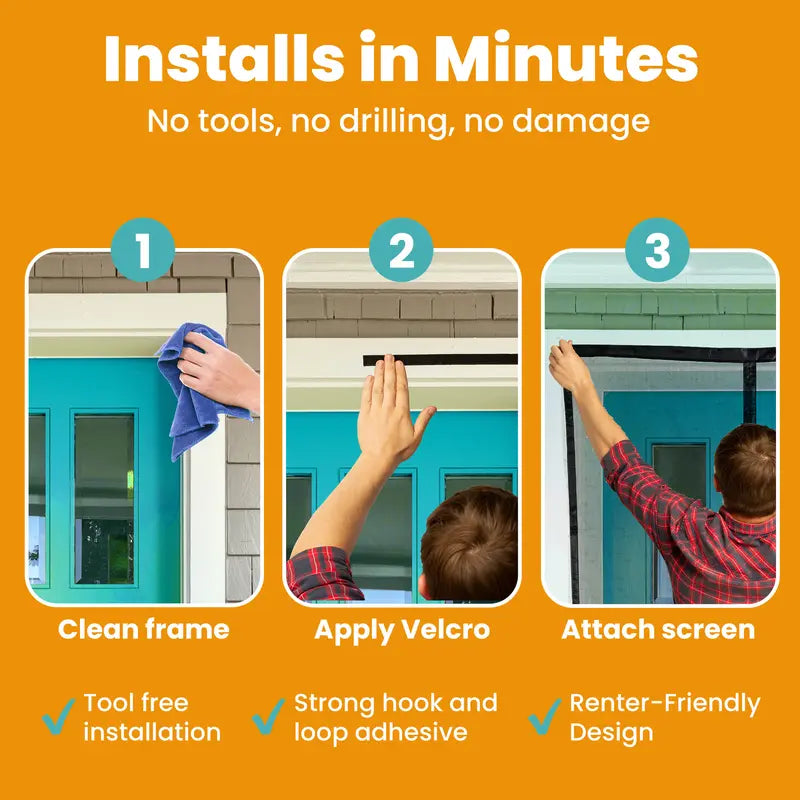 Magnetic Screen Door – Automatic Close, Keeps Bugs Out, Pet & Kid Friendly