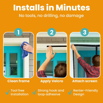 Magnetic Screen Door – Automatic Close, Keeps Bugs Out, Pet & Kid Friendly