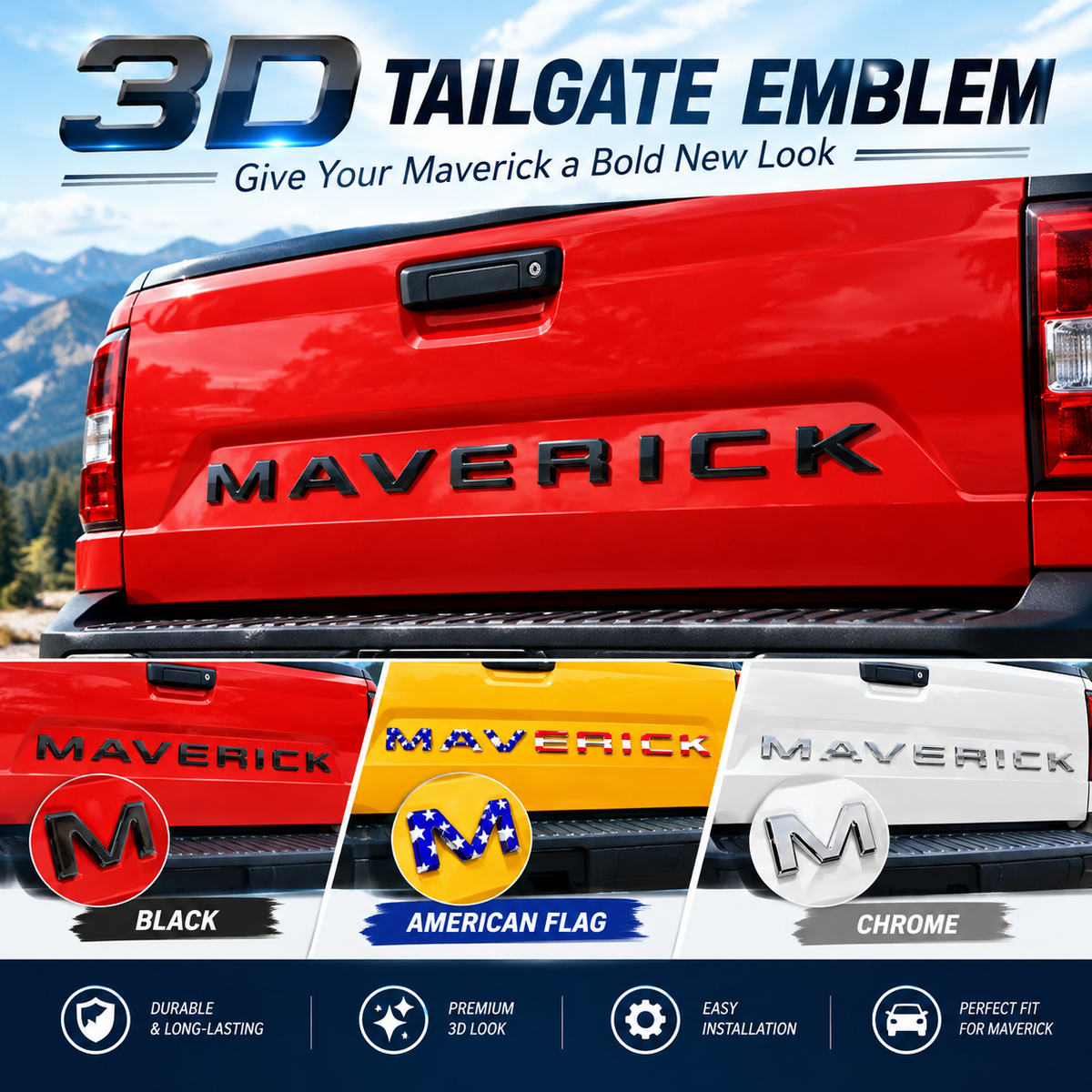 Tailgate Letter Inserts - Compatible with 2022-2026 Ford Maverick