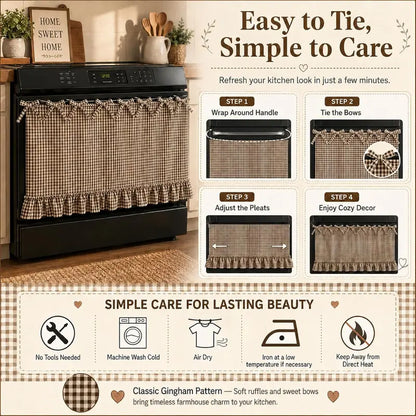 Christmas Curtains, Double-Sided Thick Fabric Gingham Plaid Stovetop Cover