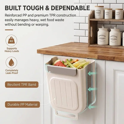 Hanging Kitchen Trash Can for Cabinet Door, Space-Saving Waste Bin