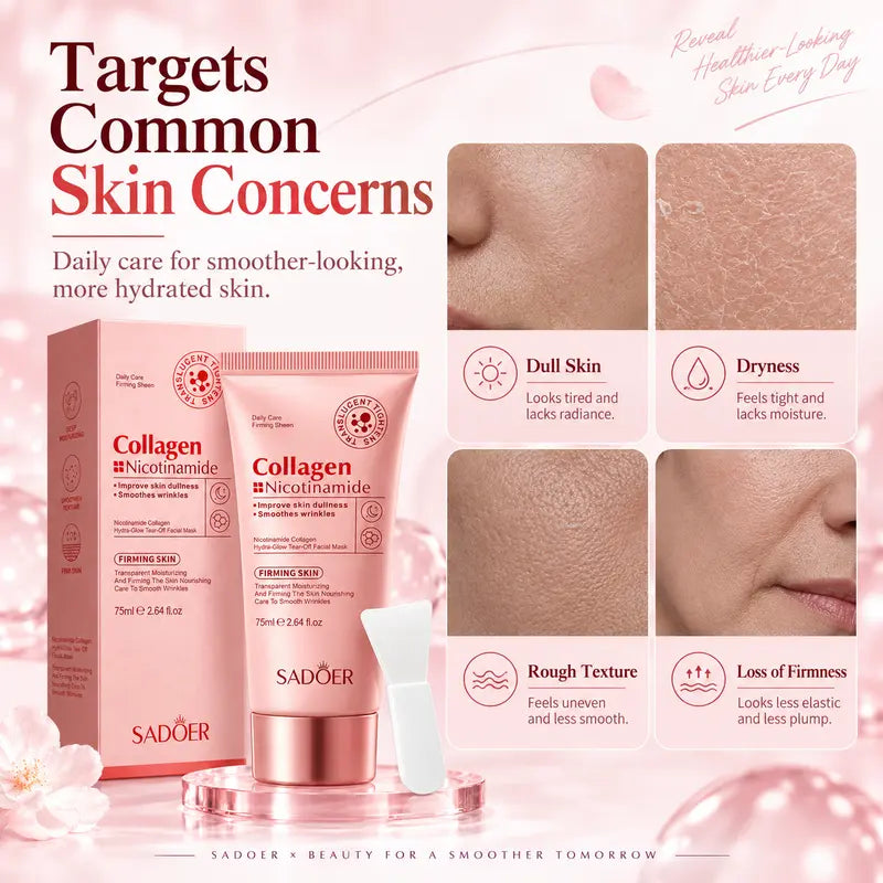 Korean Collagen & Niacinamide Peel-Off Face Mask - Overnight Use, Firming, Hydrating, Nourishing