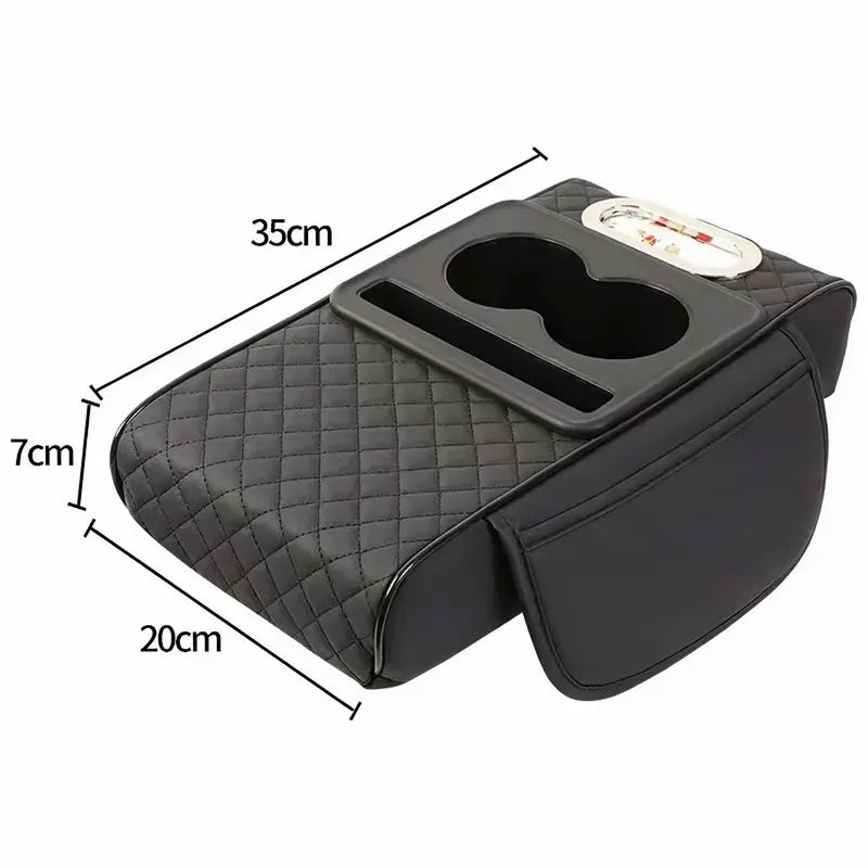 Multifunctional Car Armrest Box Cushion with Built-in Storage Bag