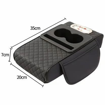 Multifunctional Car Armrest Box Cushion with Built-in Storage Bag