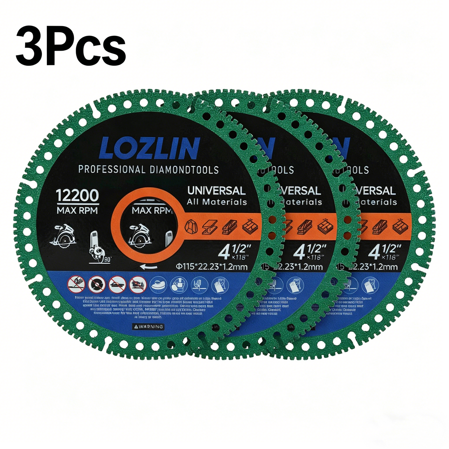 3Pcs Diamond Blade 22.23mm Arbor Cutting Disc,4.5 Inch Super Thin Angle Grinder Cut-Off Wheel