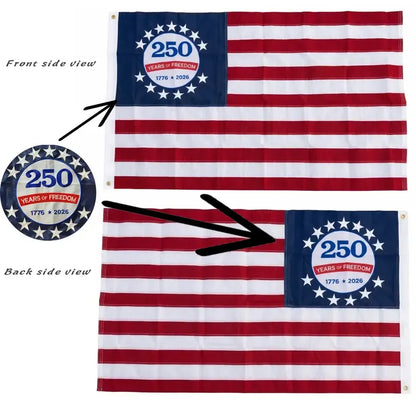 250 Years 1776 2026 Anniversary USA Flag 3x5 ft Outdoor, Embroidered Betsy Ross 250th Flags for Outside